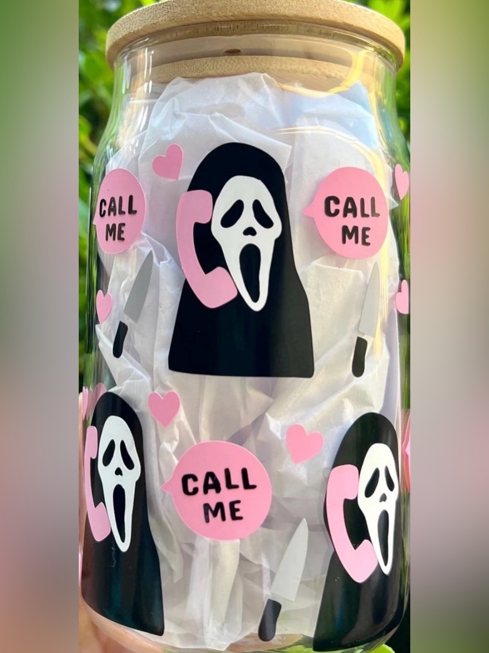 New Scream Ghost Face 16Oz Glass Cup .